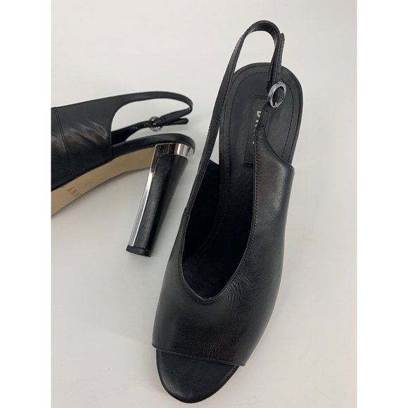 DKNY Black Leather Slingback Pumps with Open Toe Size 9.5 - Picture 9 of 10